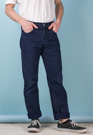 VINTAGE DARK BLUE DYED LEVI 501 JEANS