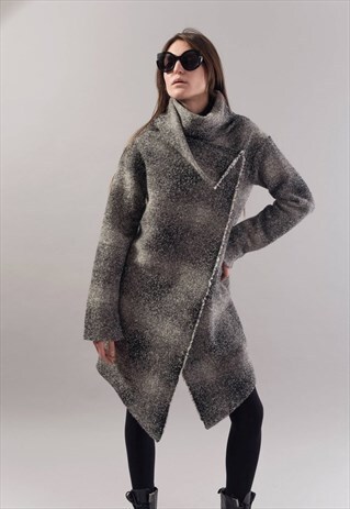 GREY CARDIGAN/OVERSIZED/WOOL MOHAIR/KNITWEAR/WINTER/F1783