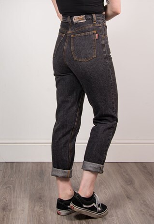 90'S RETRO BLACK MOM STYLE HIGH WAIST JEANS