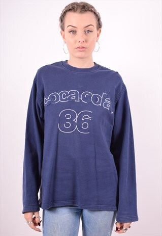 WOMENS VINTAGE SWEATSHIRT JUMPER LARGE BLUE 90'S