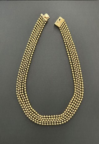 50's/ 60's Vintage Gold Metal Ball Multi Strand Necklace