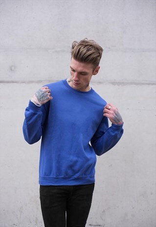 ESSENTIAL BLANK JUMPER SWEATER - ROYAL NAVY BLUE
