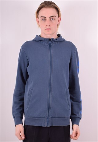 ADIDAS MENS VINTAGE HOODIE JACKET MEDIUM BLUE 90S