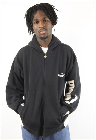 VINTAGE PUMA BLACK ZIP-UP HOODIE