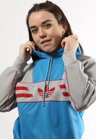 VINTAGE ADIDAS ORIGINALS 1/4 ZIP HOODIE