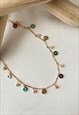 GOLD CHARM MULTICOLOURED BEAD DAINTY PENDANT NECKLACE