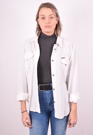 CALVIN KLEIN WOMENS VINTAGE SHIRT MEDIUM WHITE 90S
