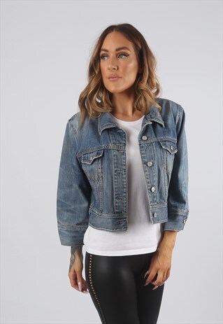 VINTAGE GAP CROPPED DENIM JACKET OVERSIZED FITTED (C9AO)