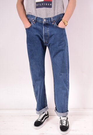 LEVI'S 501 MENS VINTAGE JEANS W34 L32 BLUE 90S