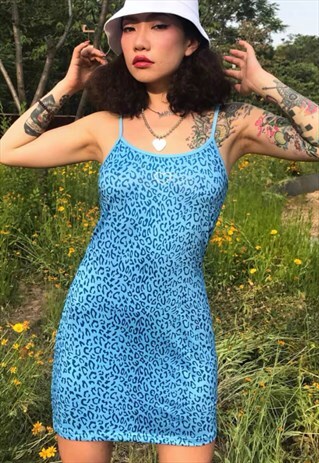 BLUE LEOPARD PRINT DRESS