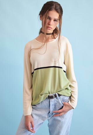 90'S RETRO KNIT PASTEL OVERSIZED NORMCORE JUMPER TOP
