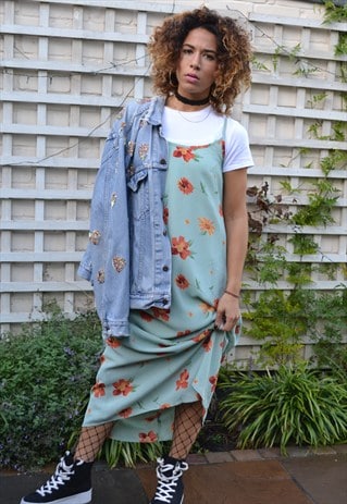 FLORAL PRINT GRUNGE 90S SLIP DRESS