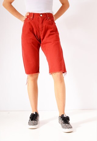 VINTAGE LEVI'S CUT OFF DENIM SHORTS RED