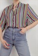 VINTAGE 90S PROLONGED MULTICOLOR STRIPE DROP SHOULDER SHIRT