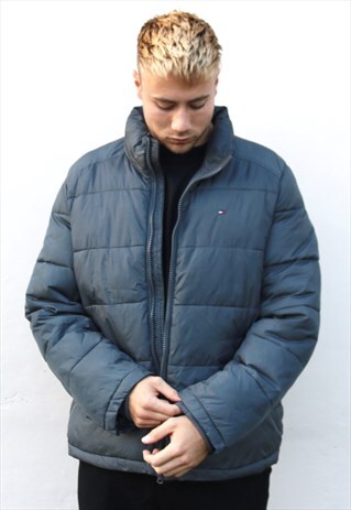 GREY TOMMY HILFIGER PUFFER JACKET