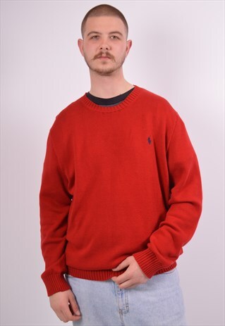 VINTAGE POLO RALPH LAUREN JUMPER SWEATER RED