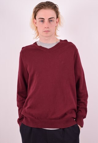 NAUTICA MENS VINTAGE JUMPER SWEATER MEDIUM MAROON 90S