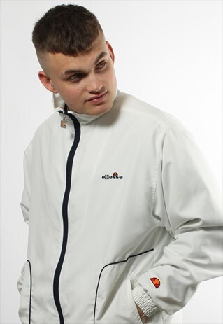 VINTAGE ELLESSE WHITE WINDBREAKER TRACK JACKET