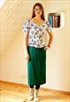 Forest green knitted vintage skirt