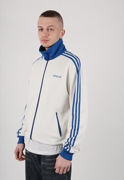 Y2K Adidas originals track jacket in cream & blue