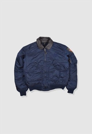 ALPHA INDUSTRIES HEAVYWEIGHT BOMBER JACKET IN NAVY BLUE