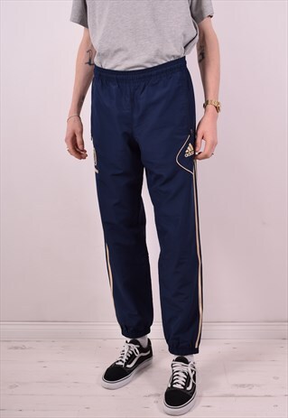 ADIDAS MENS VINTAGE TRACKSUIT TROUSERS W32 L30 BLUE 90S