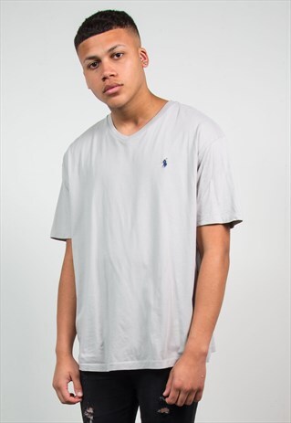 RALPH LAUREN T-SHIRT GREY V-NECK