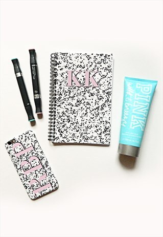 REGINA PRINT MONOGRAM LINED NOTEBOOK - PINK INITIALS