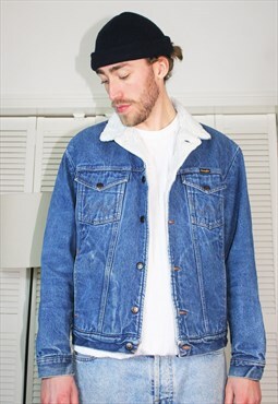 Vintage 90's Blue Denim Wrangler Warm Cosy Jacket