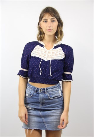 VINTAGE FLORAL CROPPED BLOUSE