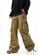 PARACHUTE JOGGERS CARGO POCKET PANTS SKATER TROUSERS GREEN