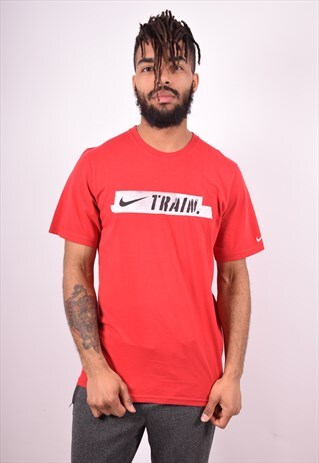NIKE MENS VINTAGE T-SHIRT TOP MEDIUM RED 90'S