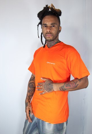 CHAMPION ORANGE VINTAGE T SHIRT