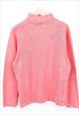 VINTAGE KNITTED JUMPER SALMON PINK QUARTER ZIP COLLARED 90S