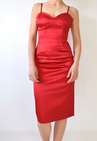 VINTAGE Y2K SATIN COAST BUSTIER AND SKIRT TWO PIECE 8