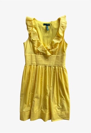 VINTAGE WOMEN'S RALPH LAUREN YELLOW RUFFLE TEA DRESS