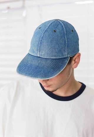 VINTAGE DENIM BASEBALL CAP HAT 90S X 3.1