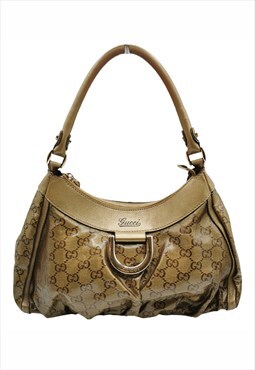 Vintage Gucci Handbag D Ring monogram GG, golden and brown
