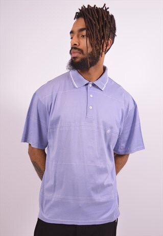 BELFE & BELFE VINTAGE POLO SHIRT LARGE PURPLE STRIPES 90S