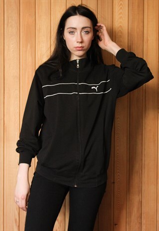 VINTAGE 1980S BLACK PUMA SPORTS TRACK TOP