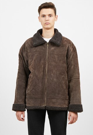 VINTAGE BROWN JOY LEATHER SHEARLING LINING JACKET