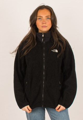 VINTAGE BLACK NORTH FACE FULL ZIP FLEECE LARGE 10 12
