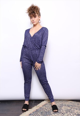 PURPLE JERSEY LONG SLEEVE JUMPSUIT