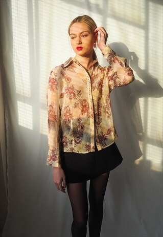 VINTAGE PAISLEY PATTERN SHEER SHIRT
