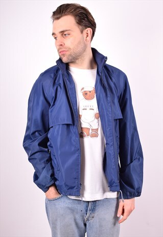 EDDIE BAUER MENS VINTAGE RAIN JACKET SMALL BLUE 90S