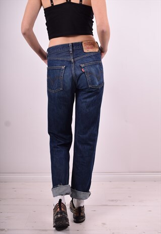 LEVI'S 501 WOMENS VINTAGE JEANS W28 L34 BLUE 90'S