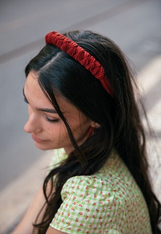 Deep Red Satin Braided Headband