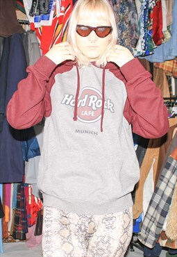 Vintage 90s pullover classic raglan hoodie in grey / red