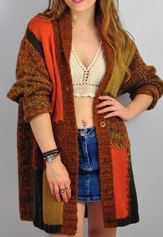 VINTAGE PATTERNED OVERSIZE CARDIGAN