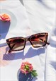Matte Tortoise Shell Small Bevelled Square Frame Sunglasses
